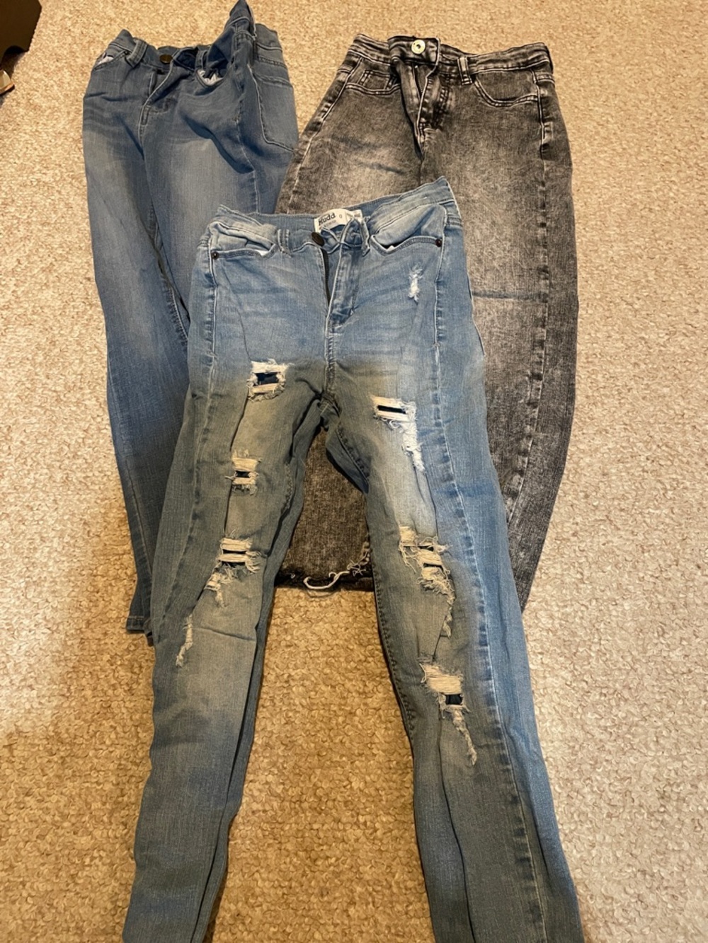 Mudd Skinny Jeans Trio in Light Blue, Medium Blue & Washed Black